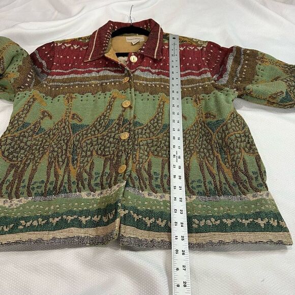 Vintage Resort Wear North Giraffe Print Tapestry Button Up Shacket - Picture 2 of 7